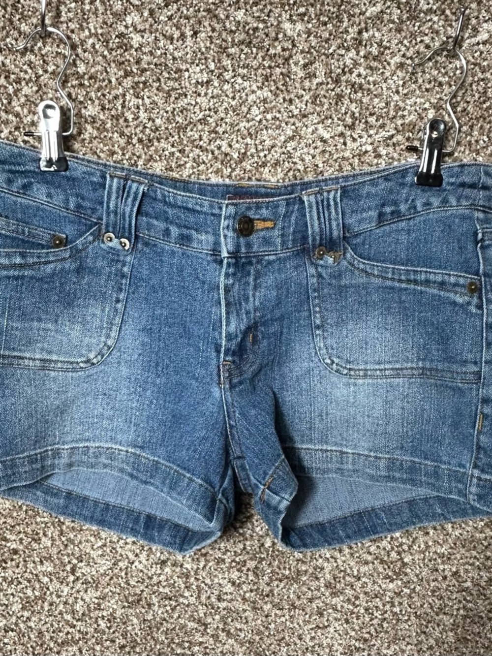 Mid-Rise Blue Denim Women's Jean Shorts